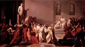 L'assassinat de Jules César aux Ides de Mars peint Vincenzo Camuccini en 1798.