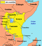 Zones où le Swahili est parlé.