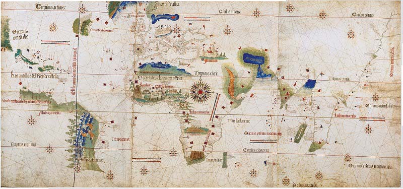 Le planisphère de Cantino, plus ancienne cartographie des découvertes Portugaises.