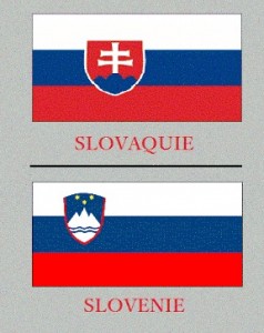 Drapeaux de la Slovaquie et de la Slovénie.