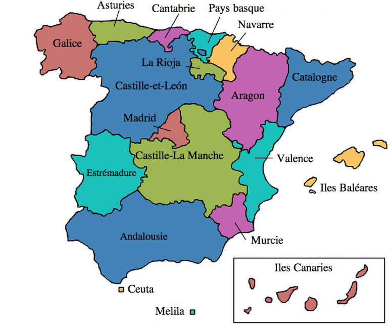 Mémoriser les communautés autonomes en Espagne