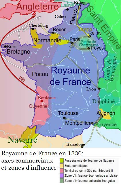 La Guerre de Cent Ans en images: carte de la France en 1330