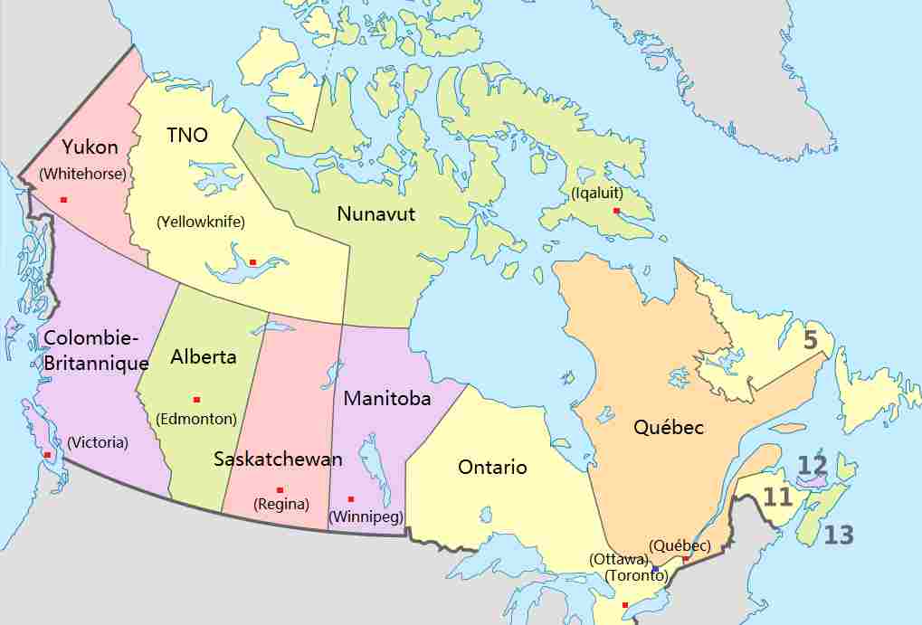 provinces et territoires du Canada