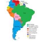 Carte d'Amérique du Sud et Monnaies