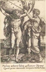 "Hercules et Atlas", par Heinrich Aldegrever, 1550.