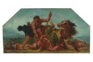 Hercule saisit la ceinture d'Hippolyte, peint par Eugène Delacroix en 1852.
