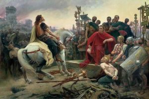 Tableau défaite Sigèe d'Alésia Vercingétorix se rend à César