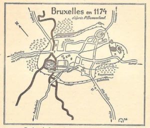 Plan de Bruxelles au Moyen-Âge, tracé des enceintes