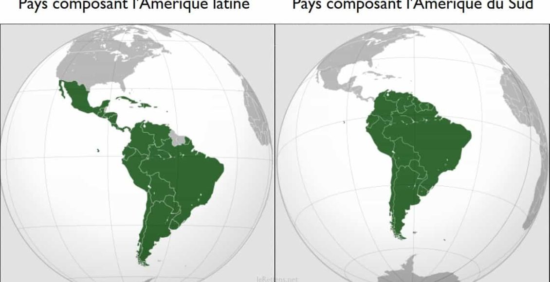 Carte géographie physique des différents pays composant l'Amérique latine et l'Amérique du Sud