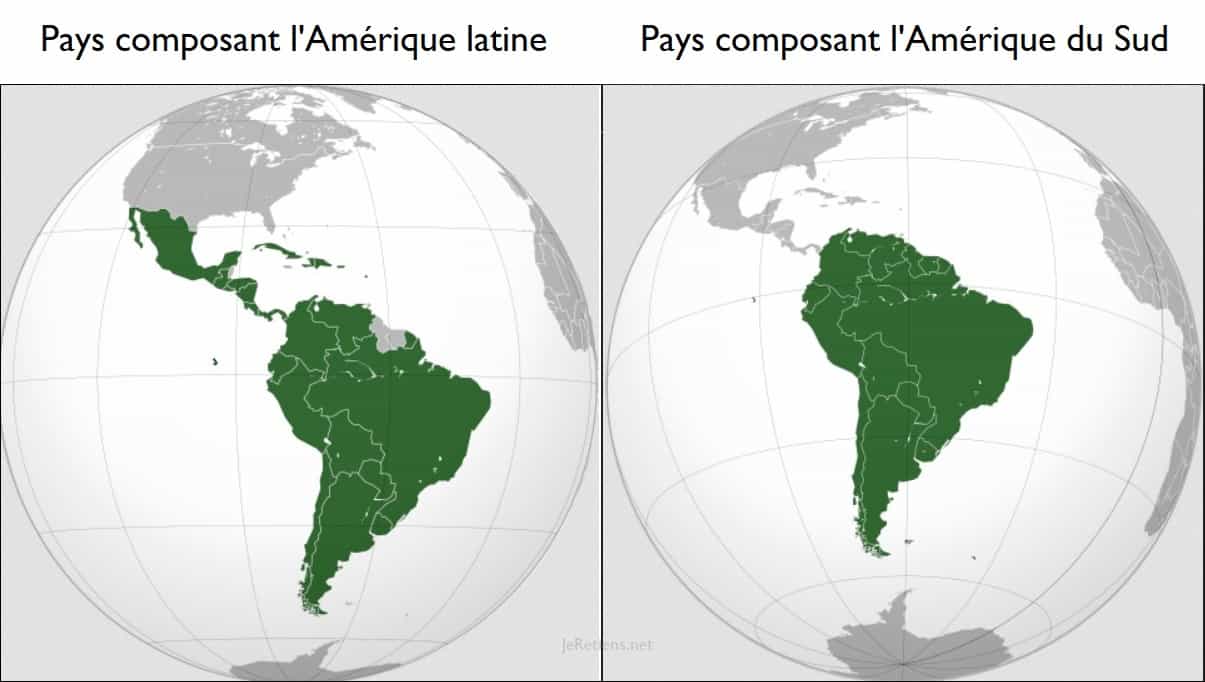 Carte géographie physique des différents pays composant l'Amérique latine et l'Amérique du Sud