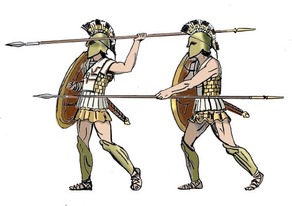 Hoplite armes armure grèce antique épée lance bouclier cnémides