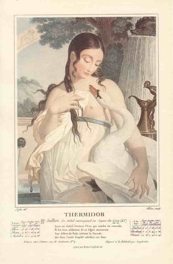 Thermidor, mois du calendrier républicain ou révolutionnaire. Gravure de Salvatore Tresca, dessin de Louis Lafitte, 1797-1798.