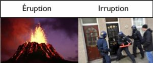 Différence, étymologie, définition et exemples pour les mots éruption et irruption.