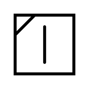 Symbole étiquette carré avec une barre verticale avec une barre oblique dans le coin