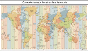 Carte de tous les fuseaux horaires dans le monde