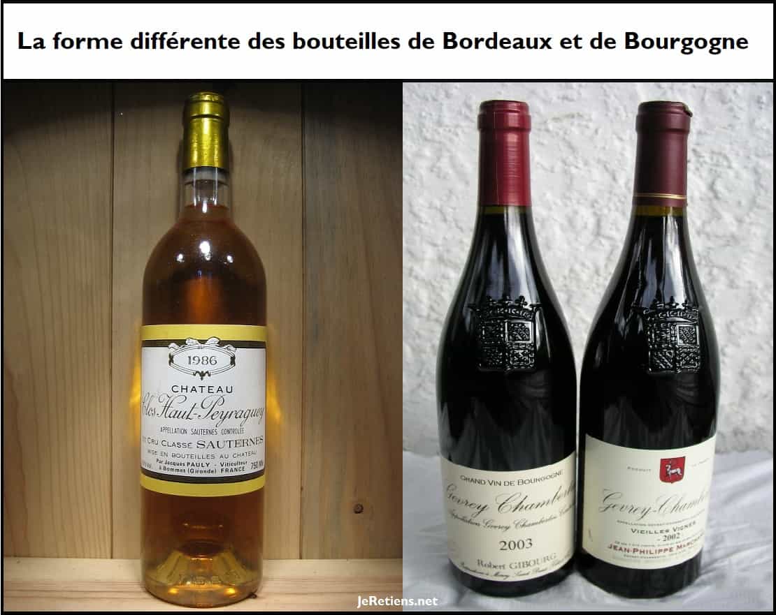 Différences entre Bordeaux et Bourgogne : les bouteilles