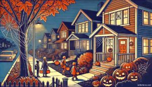 La fête d'Halloween dans une banlieue aux USA