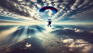 Un parachutiste en plein saut