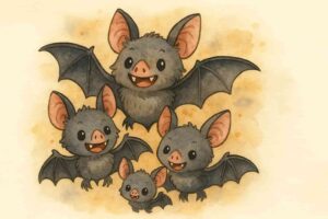 Quatre chauve-souris vampires avec le sourire !