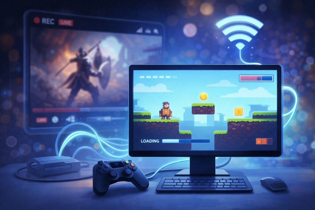 Illustration montrant l’évolution du jeu vidéo, opposant graphismes réalistes et expérience fluide centrée sur le gameplay